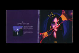 Design graphique, édition ouverte présentant une pochette d'album de la rappeuse Zinée