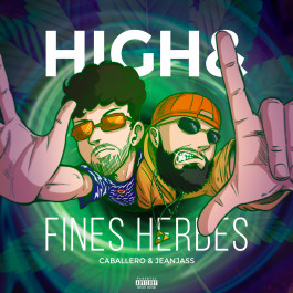 Design graphique, cover d'album fictive et alternative du projet High & fines herbes de Caballero & Jeanjass, utilisation d'intelligence artificielle