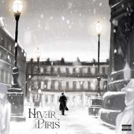 Design graphique, cover d'album fictive et alternative du projet Hiver à Paris de Dinos, utilisation d'intelligence artificielle