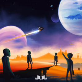 Design graphique, cover d'album fictive et alternative du projet Extraterrestre de JUL, utilisation d'intelligence artificielle