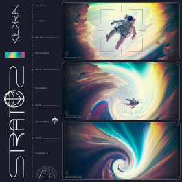 Design graphique, cover d'album fictive et alternative du projet Stratos de Kekra, utilisation d'intelligence artificielle