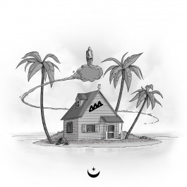 Design graphique, cover d'album fictive et alternative du projet Adios Bahamas de Népal, utilisation d'intelligence artificielle