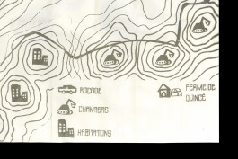 Carte réalisée en sérigraphie, ouverte, pictogrammes, ondes sonores, légende