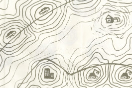 Carte réalisée en sérigraphie, ouverte, pictogrammes, ondes sonores