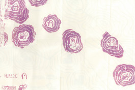 Carte réalisée en sérigraphie, ouverte au dos, ondes sonores, pictogrammes