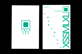 Cahier blanc imprimé vert d'une édition de design graphique, pictogrammes