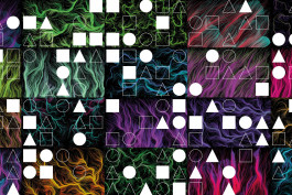 Design génératif coloré et géométrique pour la couverture d'un mémoire sur les intelligences artificielles