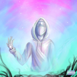 Illustration pour une cover d'un personnage à capuche, rappeur français, couleurs lumière et soleil