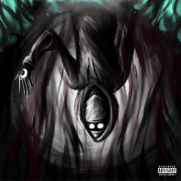 Illustration pour une cover d'un personnage à capuche, rappeur français, ombres noir et lune