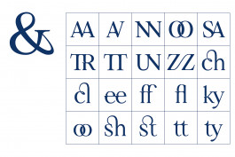 Design graphique, présentation des différentes ligatures Regular de la typographie moondog