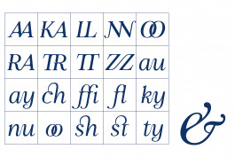 Design graphique, présentation des différentes ligatures Italic de la typographie moondog