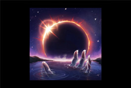 Illustration pour une cover d'un EP de rap français, une main géante est dessinée avec une eclipse en fond 