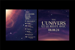 Illustration et design graphique pour le tracklist d'un EP de rap français, un ciel étoilé est dessiné