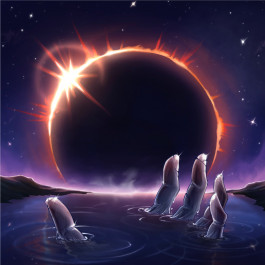 Illustration pour une cover d'un EP de rap français, une main géante est dessinée avec une eclipse en fond