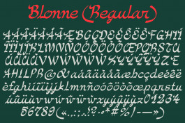 Design graphique, présentation de l'ensemble des glyphes de la typographie Blonne