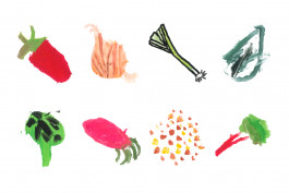 Signalétique participative créée pour le Potager des Cultures des Cols Verts au Blosne à Rennes, réalisée avec la Maison des Squares par le graphiste et illustrateur Mathis Van Hecke.