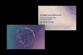 Carte de visite d’olfactothérapie conçue pour Nadège Zaouchkevitch par Mathis Van Hecke, graphiste et illustrateur à Rennes.