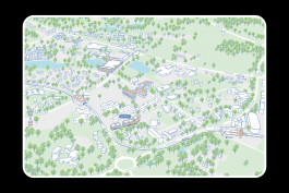 Plan illustrés réalisés pour la DIRPJJ de Rennes, représentant les bureaux et le quartier environnant 