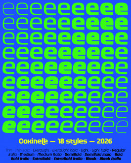 Coxinelle, typographie variable et inclusive créée par Mathis Van Hecke, graphiste et illustrateur à Rennes. 