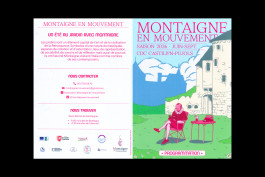 Flyer illustré représentant Montaigne pour l’événement Montaigne en Mouvement 2026 à Saint-Michel-de-Montaigne, réalisée par Mathis Van Hecke, graphiste et illustrateur à Rennes.