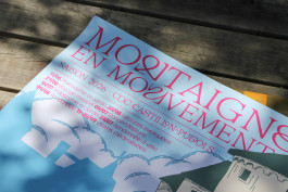 Affiche illustrée représentant Montaigne pour l’événement Montaigne en Mouvement 2026 à Saint-Michel-de-Montaigne, réalisée par Mathis Van Hecke, graphiste et illustrateur à Rennes.
