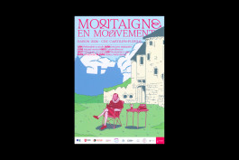 Affiche illustrée représentant Montaigne pour l’événement Montaigne en Mouvement 2026 à Saint-Michel-de-Montaigne, réalisée par Mathis Van Hecke, graphiste et illustrateur à Rennes. 