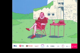 Affiche illustrée représentant Montaigne pour l’événement Montaigne en Mouvement 2026 à Saint-Michel-de-Montaigne, réalisée par Mathis Van Hecke, graphiste et illustrateur à Rennes.